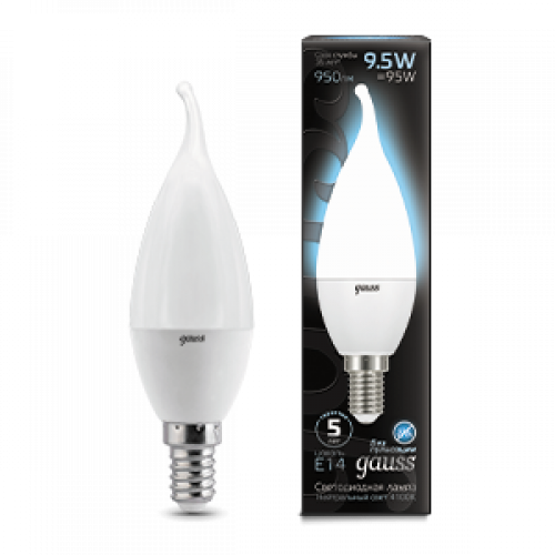 Лампа светодиодная Black LED Свеча на ветру E14 9.5W 950lm 4100K | 104101210 | Gauss