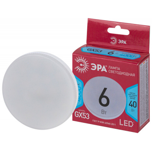 Лампа светодиодная RED LINE LED LED GX-6W-840-GX53 R 6 Вт таблетка нейтральный белый све | Б0054243 | ЭРА