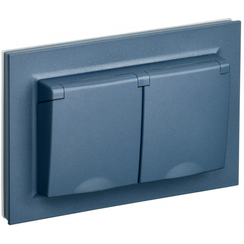 BRITE Розетка 2-я с кр. 16А в сб IP44 РСбш12-3-44-БрМ маренго | BR-R26-16-44-K35-F | IEK