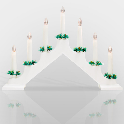 Новогодняя горка 7 свечек, цвет корпуса: Белый, цвет свечения: ТЕПЛЫЙ БЕЛЫЙ | 501-081 | NEON-NIGHT