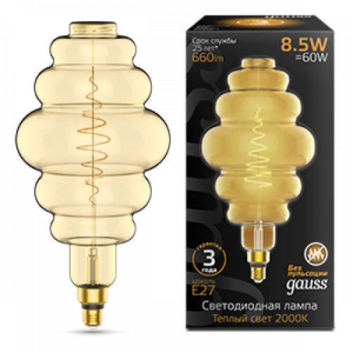 Лампа светодиодная LED Filament Honeycomb E27 8.5W Amber 660lm 2000K 1/2 | 161802105 | Gauss