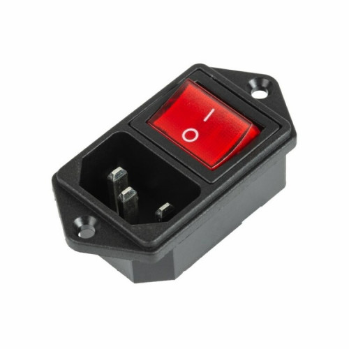 Выключатель клавишный 250 V 16 А (4с) ON-OFF красный с подсветкой и штекером C14 3PIN | 36-2282 | REXANT