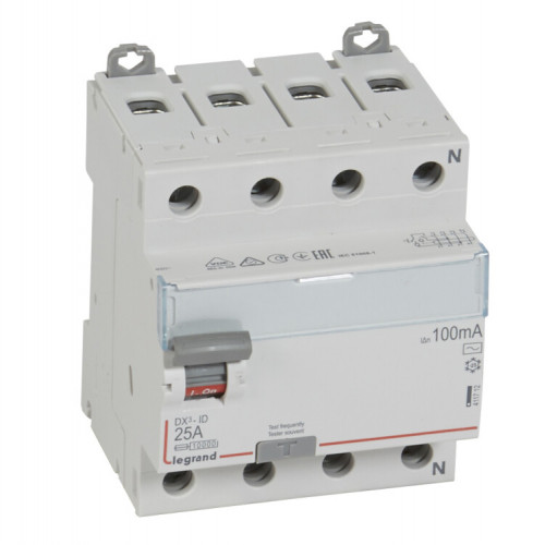 Выключатель дифференциальный (УЗО) DX3-ID 4п 25А 100мА тип AC | 411712 | Legrand