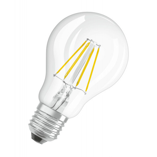 Лампа светодиодная филаментная , прозрачная колба, Е27 PARATHOM CL A FIL 40 non-dim 4W/827 E27 | 4052899961722 | Osram