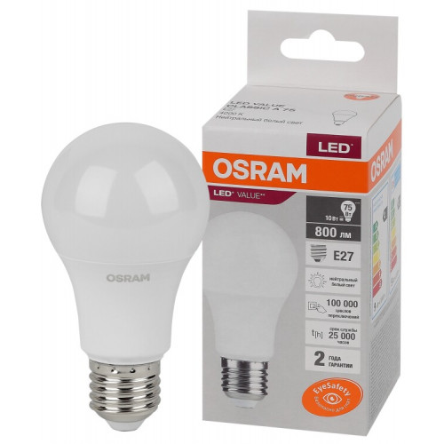 Лампа светодиодная LED Value CL- A 10W/840 230V E27 10X1 | 4058075578852 | OSRAM