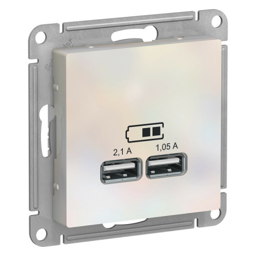 AtlasDesign Жемчуг Розетка USB, 5В, 1 порт x 2,1 А, 2 порта х 1,05 А, механизм | ATN000433 | Schneider Electric