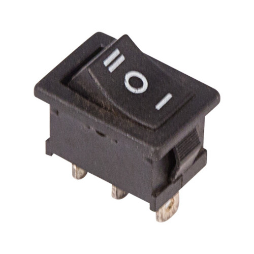 Выключатель клавишный 250V 6А (3с) ON-OFF-ON черный с нейтралью Mini | 36-2145 | REXANT