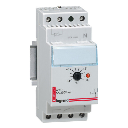 Комнатный термостат для установки в электрошкаф - диапазон регулировки от 3 до 30 (0)C - 2 модуля | 003840 | Legrand