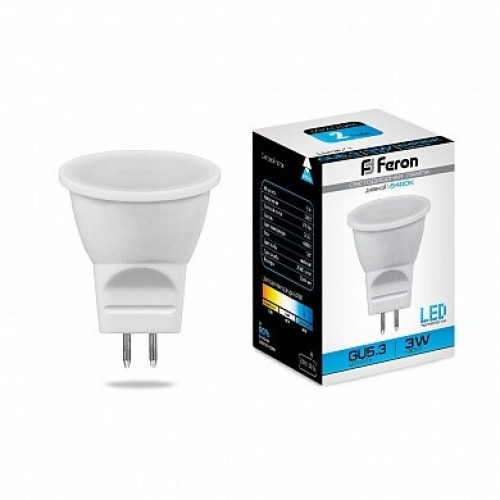 Лампа светодиодная LB-271 (3W) 230V G5.3 6400K MR11 | 25553 | FERON