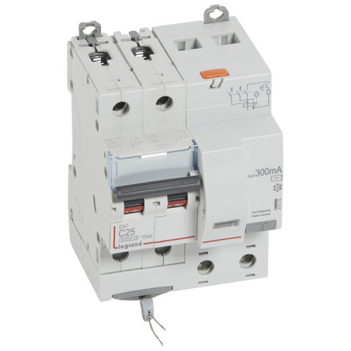 Выключатель автоматический дифференциального тока DX3 6000 2п 25А С 300мА тип AС (4 мод) | 411174 | Legrand