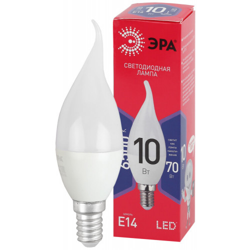 Лампа светодиодная RED LINE LED BXS-10W-865-E14 R E14 / Е14 10Вт свеча на ветру холодный дневной свет | Б0045343 | ЭРА