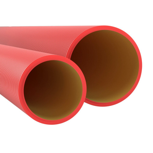 Труба двустенная жесткая ПНД для кабельной канализации 110мм с муфтой, SN12, 6м, красный | 160911 | DKC