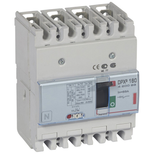 Автоматический выключатель DPX3 160 - термомагнитный расцепитель - 36 кА - 400 В~ - 4П - 63 А | 420093 | Legrand