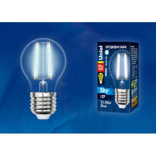 Лампа светодиодная LED-G45-13W/4000K/E27/CL PLS02WH LED. 