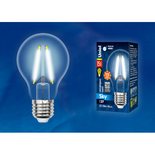Лампа светодиодная LED-A60-15W/4000K/E27/CL PLS02WH LED. 