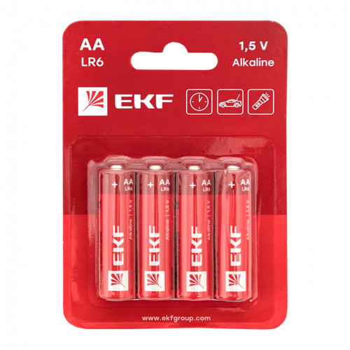 Батарейка алкалиновая типа АА(LR6) блистер 4шт. | LR6-BL4 | EKF