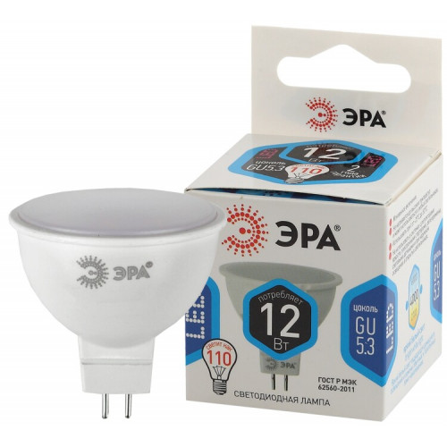 Лампа светодиодная ЭКО LED MR16-12W-840-GU5.3 (диод, софит, 12Вт, нейтр, GU5.3) | Б0040888 | ЭРА