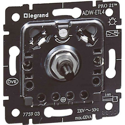 PRO21 Светорегулятор поворотный 420 ВА для л/н, электронных тр-ров | 775903 | Legrand