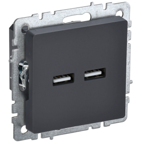 BRITE Розетка USB A+A 3,1А РЮ10-1-БрГ графит | BR-U21-D31-K53 | IEK