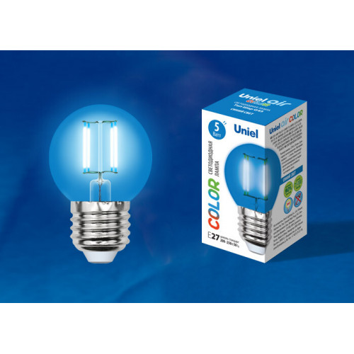 Лампа светодиодная LED-G45-5W/BLUE/E27 GLA02BL LED. 