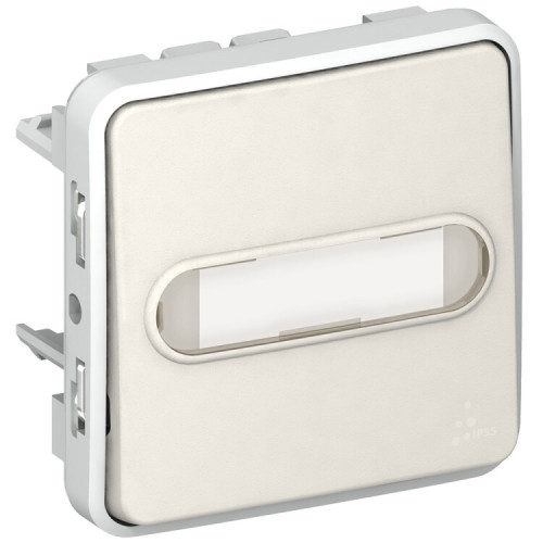Plexo Белый Выключатель кнопочный с подсв. НО+НЗ с держателем этикетки 10A IP55 | 069634 | Legrand