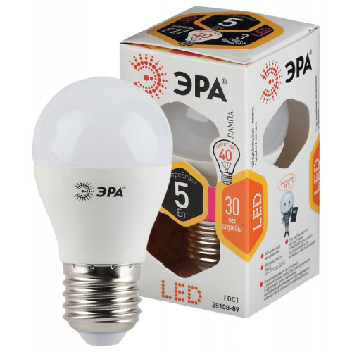 Лампа светодиодная STD LED P45-5W-827-E27 E27 / Е27 5Вт шар теплый белый свет | Б0019139 | ЭРА
