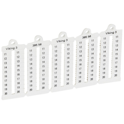 Листы с этикетками для клеммных блоков Viking 3 - вертикальный формат - шаг 5 мм - цифры от 10 до 20 | 039556 | Legrand