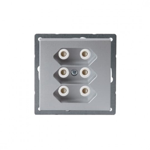 Розетка 3*EuroSocket 6А 230В, без заземления, алюминий | 303UC-83 | 2TKA00000451 | ABB