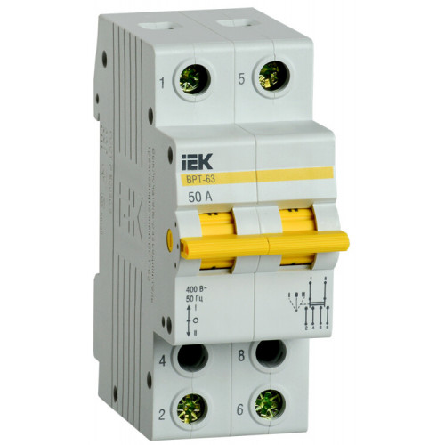 Выключатель-разъединитель (рубильник) трехпозиционный ВРТ-63 2п 50А | MPR10-2-050 | IEK