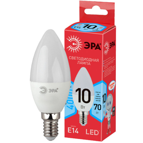 Лампа светодиодная RED LINE ECO LED B35-10W-840-E14 10Вт свеча | Б0032963 | ЭРА