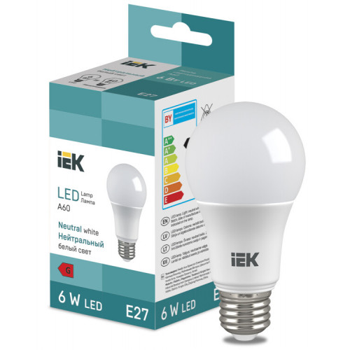Лампа светодиодная Bulb A60 510lm 4000K E27 | LL-I-A60-6-230-40-E27 | IEK