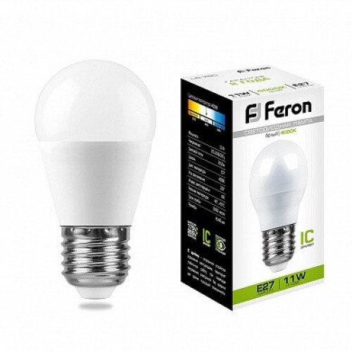 Лампа светодиодная LB-750 (11W) 230V E27 4000K G45 | 25950 | FERON