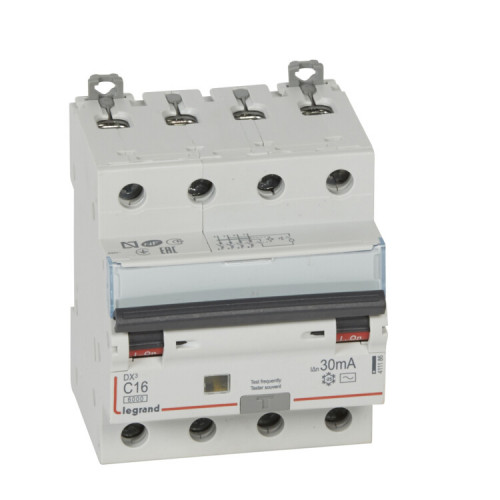 Выключатель автоматический дифференциального тока DX3 4п 16А C 30мА тип AC | 411186 | Legrand