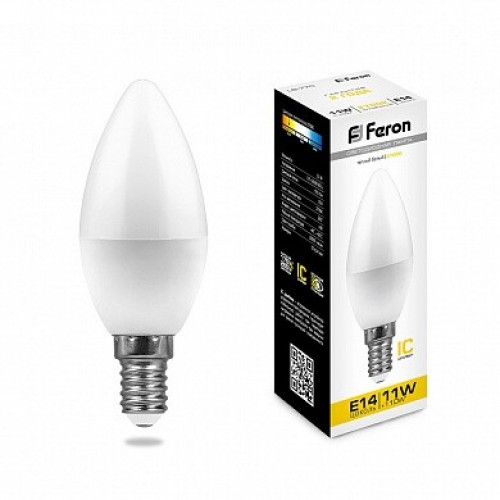 Лампа светодиодная LB-770 (11W) 230V E14 2700K свеча | 25941 | FERON