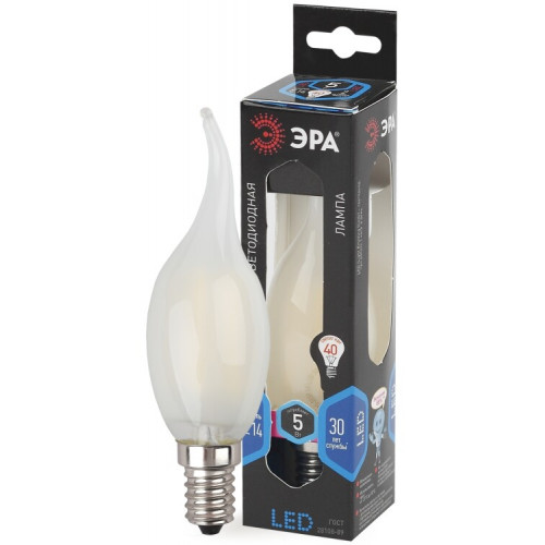 Лампа светодиодная F-LED BXS-5W-840-E14 frost Е14 / E14 5Вт филамент свеча на ветру матовая нейтральный свет | Б0027928 | ЭРА
