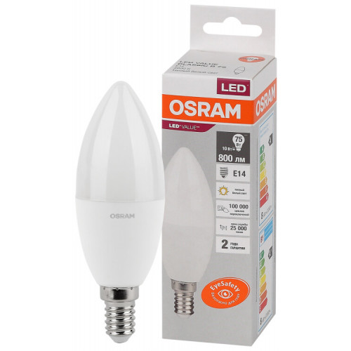Лампа светодиодная LED Value CL- B 10W/830 230V E14 10X1 | 4058075579125 | OSRAM