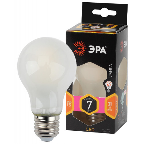 Лампа светодиодная F-LED A60-7W-827-E27 frost (филамент, груша мат., 7Вт, тепл, Е27) | Б0035031 | ЭРА