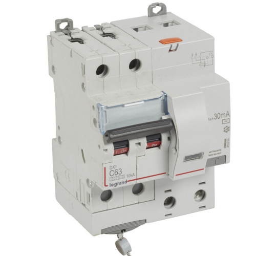 Выключатель автоматический дифференциального тока DX3 6000 2п 63А С 30мА тип AС (4 мод) | 411164 | Legrand