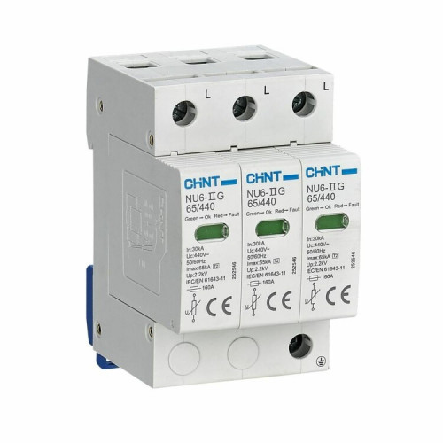Ограничитель имп. перенапр. NU6-IIG 3Р In=25kA Uc=440B Im=65kA (R) | 252546 | CHINT