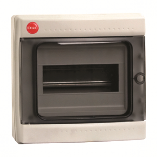 Щиток настенный с дверцей 8модулей IP65, серый с клеммным блоком 1х87508 изамком | 85908 | DKC