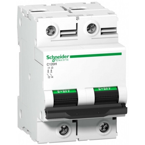Выключатель автоматический двухполюсный C120H 80А D 15кА | A9N18501 | Schneider Electric