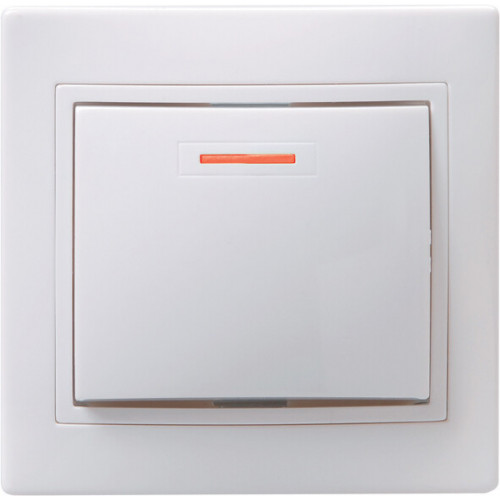 КВАРТА белый Выключатель 1-клавишный с индикацией 10А ВС10-1-1-КБ | EVK11-K01-10-DM | IEK
