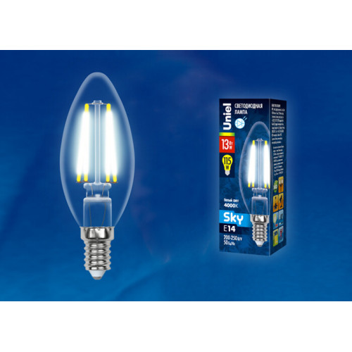 Лампа светодиодная LED-C35-13W/4000K/E14/CL PLS02WH LED. 