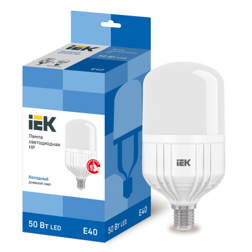 Лампа светодиодная промышленная LED 50Вт Е40 230В 6500К HP | LLE-HP-50-230-65-E40 | IEK