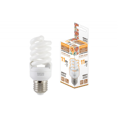 Лампа энергосберегающая КЛЛ 11Вт Е27 840 cпираль НЛ-FSТ2 42х93мм | SQ0347-0020 | TDM