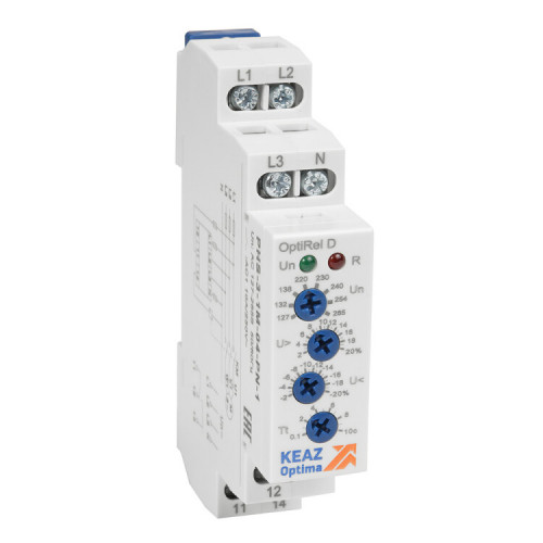 Реле контроля фаз OptiRel D PHS-3-1M-04-PN-1 повышенного/пониженного 3Ф+N 1СО | 331985 | КЭАЗ