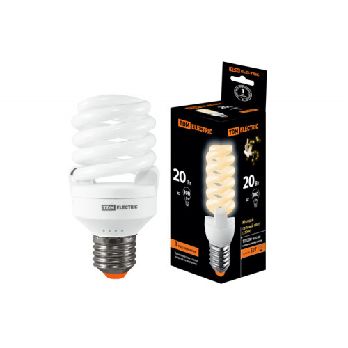 Лампа энергосберегающая КЛЛ-FSТ2-20 Вт-2700 К–Е27 (50х107 мм) | SQ0323-0064 | TDM