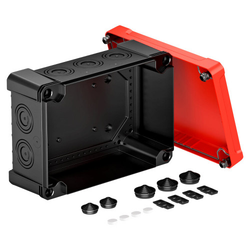 Распределительная коробка X25, IP 67, 286x202x126 мм, черная с красной крышкой | 2005164 | OBO Bettermann