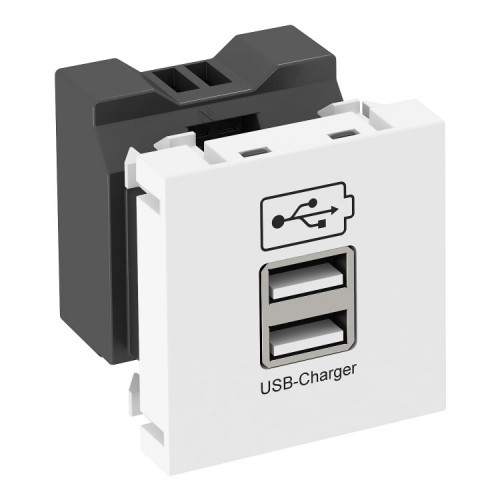 Розетка USB тип А двойная (2х0,6А или 1х1,2А) 1 модуль Modul45, 45х45 мм, белая | 6105300 | OBO Bettermann