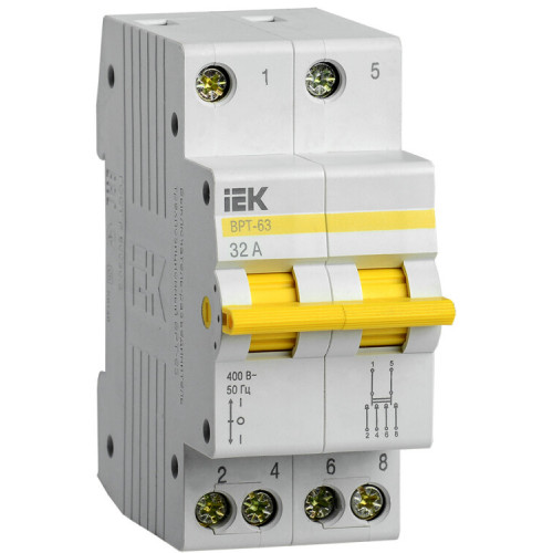 Выключатель-разъединитель (рубильник) трехпозиционный ВРТ-63 2п 32А | MPR10-2-032 | IEK